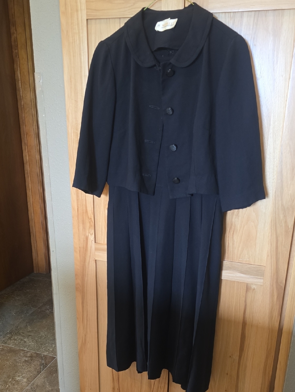 Vtg Classic Black Two-Piece Dress and Jacket, Sz S/M